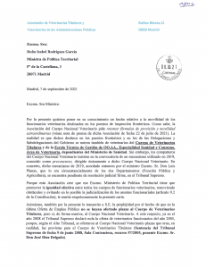 AXON COMUNICACION, Asociación de Veterinarios Titulares y Veterinarios de las Administraciones Públicas manda carta a la ministra de política territorial