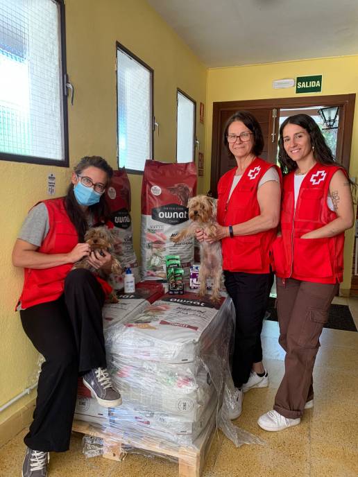 Ceva dona a Cruz Roja material para el cuidado de las mascotas de refugiados ucranianos, foto perros y cruz roja