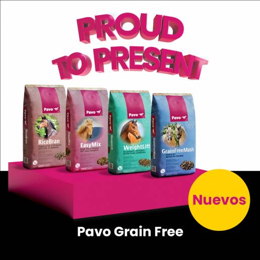 Nueva gama Pavo “grain-free” con todos los beneficios de una alimentación sin cereales y baja en azúcar, foto sacos pienso caballos