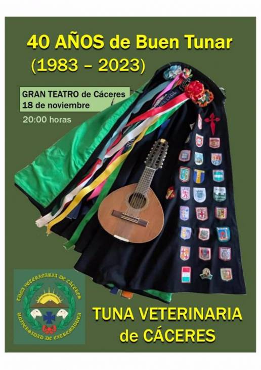 La Tuna de Veterinaria de Cáceres celebra este sábado sus 40 años con un recital en el Gran Teatro