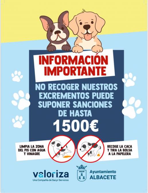 Albacete se llenará con 131 carteles en zonas verdes y calles para pedir civismo a los dueños de mascotas