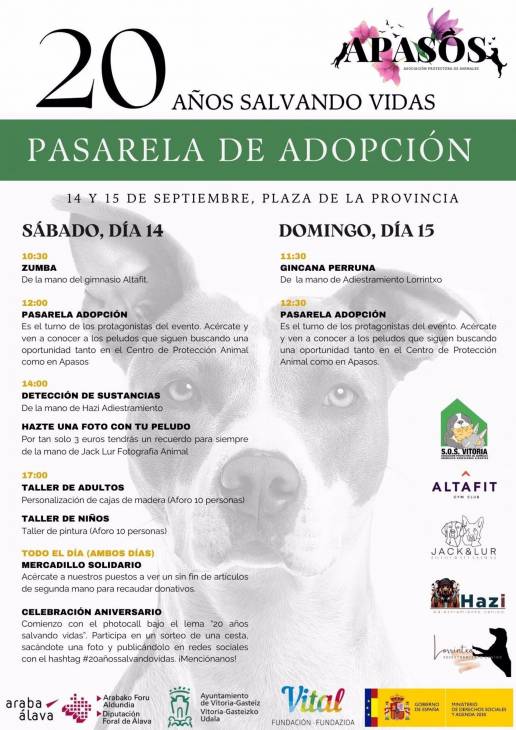 Apasos celebra este fin de semana en Vitoria-Gasteiz la pasarela de adopción del Centro de Protección Animal