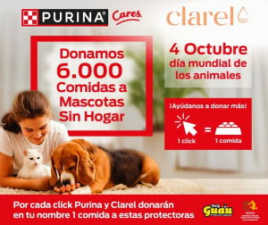 Purina y Clarel se alían para apoyar a mascotas sin hogar en el Día Mundial de los Animales