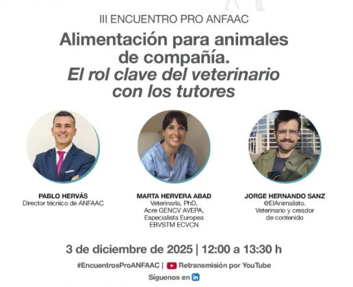 ANFAAC abordará en un webinar el importante papel del profesional veterinario en la alimentación de animales de compañía