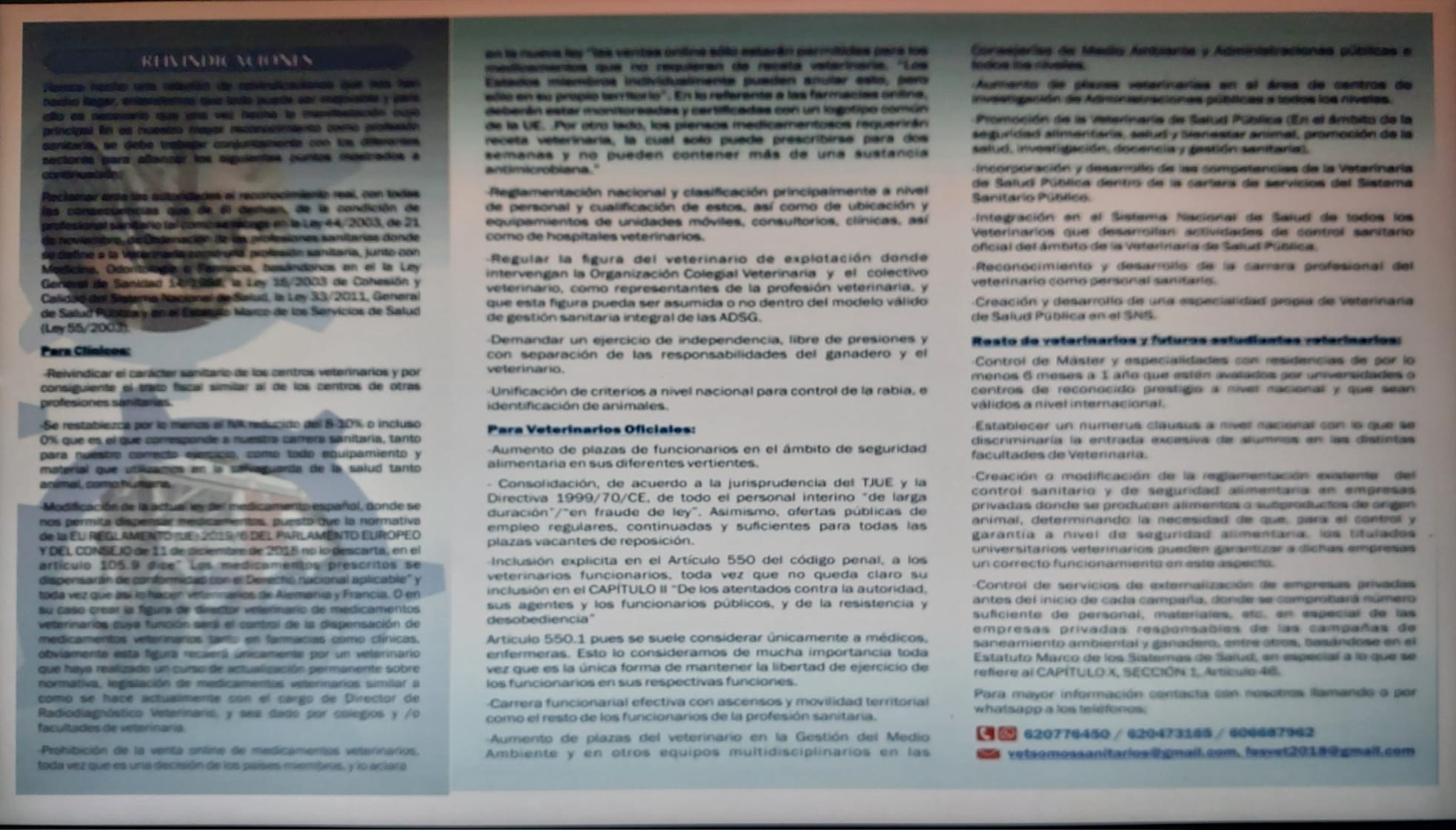 Llamamiento a la Manifestación Veterinaria