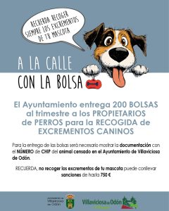 El Ayuntamiento entregará 800 bolsas al año a los propietarios de perros para la recogida de excrementos