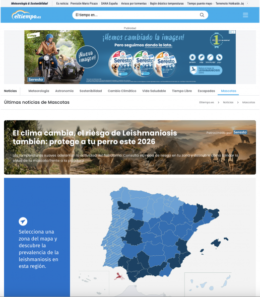 Seresto® y ElTiempo.es impulsan una nueva herramienta basada en data meteorológica para mejorar la prevención en salud animal