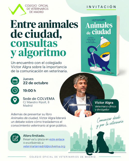 El veterinario clínico y divulgador Victor Algra presentará su novela 