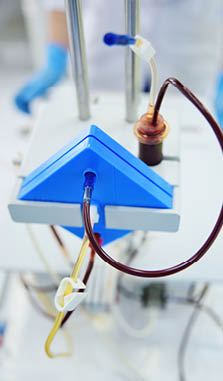 apparatus for blood transfusion on the background of the clinic close-up  Donation