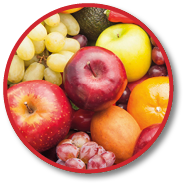 Different fresh fruits and vegetables for eating healthy and dieting