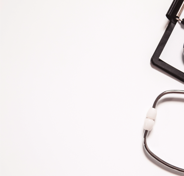 Stethoscope and blank clipboard isolated on white  Stethoscope and clipboard with blank white sheet of paper and copy space  Medical concept