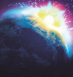 Asteroid impact  end of world   3d illustration