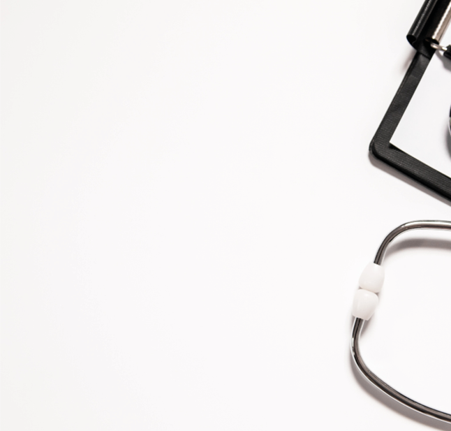 Stethoscope and blank clipboard isolated on white  Stethoscope and clipboard with blank white sheet of paper and copy space  Medical concept