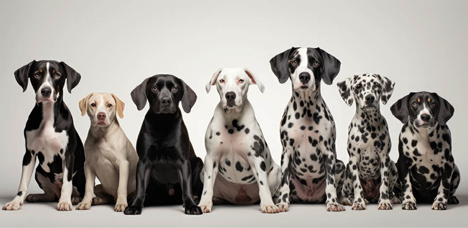 incredible diversity of dogs. the beauty of breed diversity in the pet world.